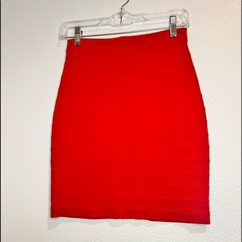 Red pencil skirt